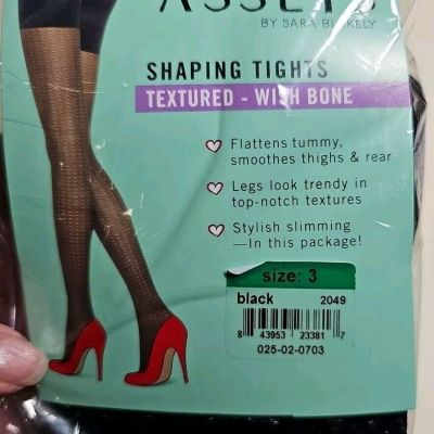Assets Shaping Tights Textured - Size 3 Wish Bone Black Spanx Sara Blakely